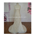 Beach two type 3D lace illusion style beach backless no sleeve wedding dress